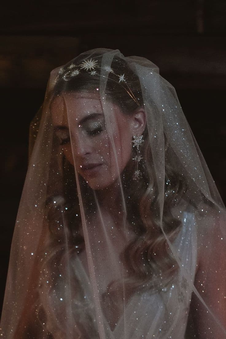 Novia con velo, retrato de frente